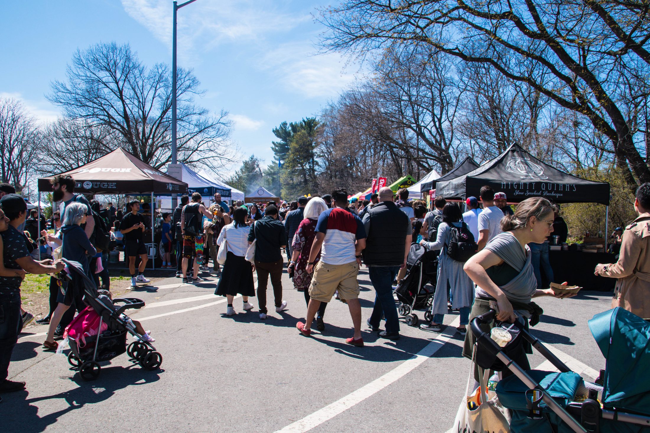 Smorgasburg food stalls and crowds at its Prospect Park location