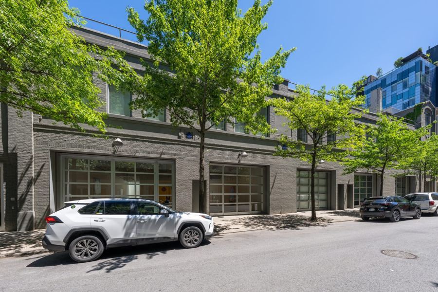 The tree-lined street front of Matthew Marks Gallery in the Chelsea gallery district