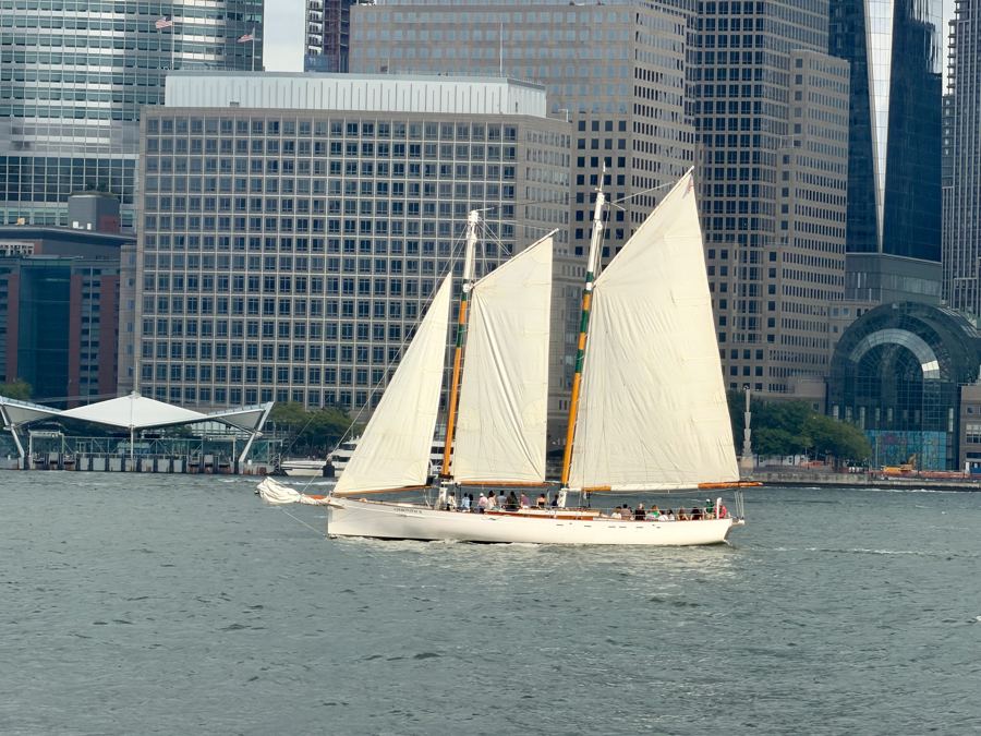 Classic Harbor Line's schooner Adirondack under full sail in New York Harbor