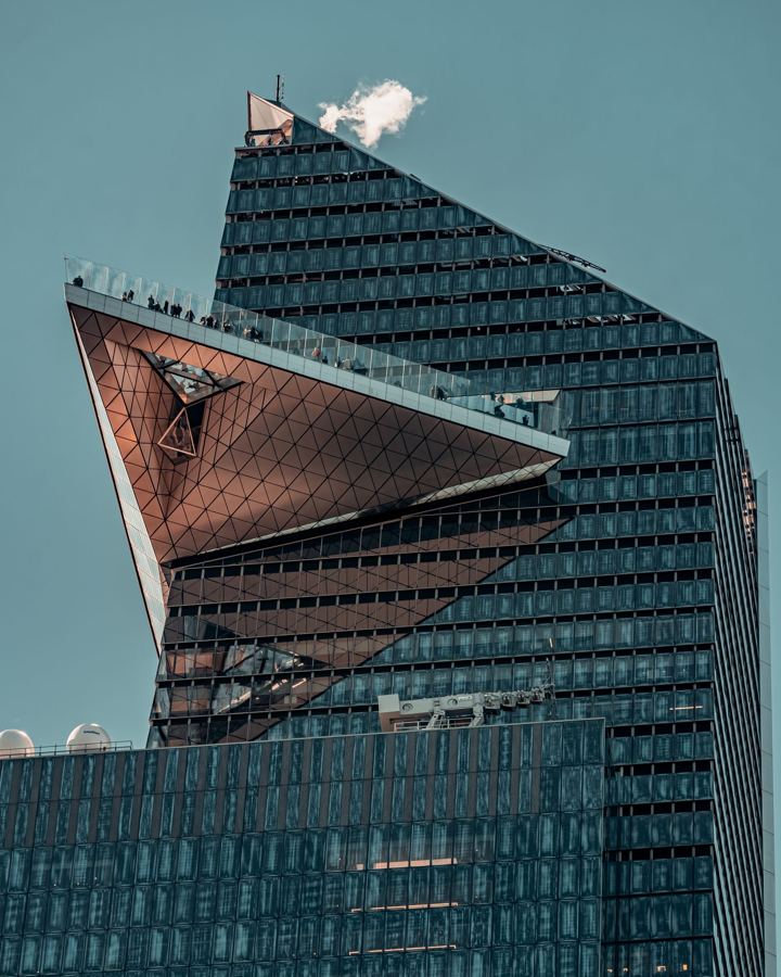 Edge's triangular sky deck jutting from 30 Hudson Yards