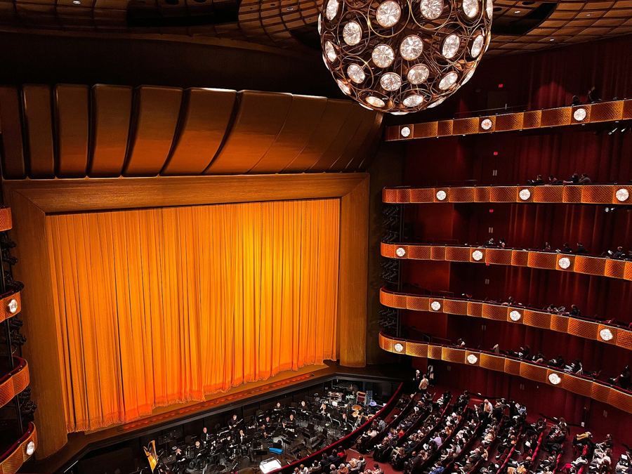 The David H. Koch Theater's auditorium seen from the fourth ring before a New York City Ballet performance