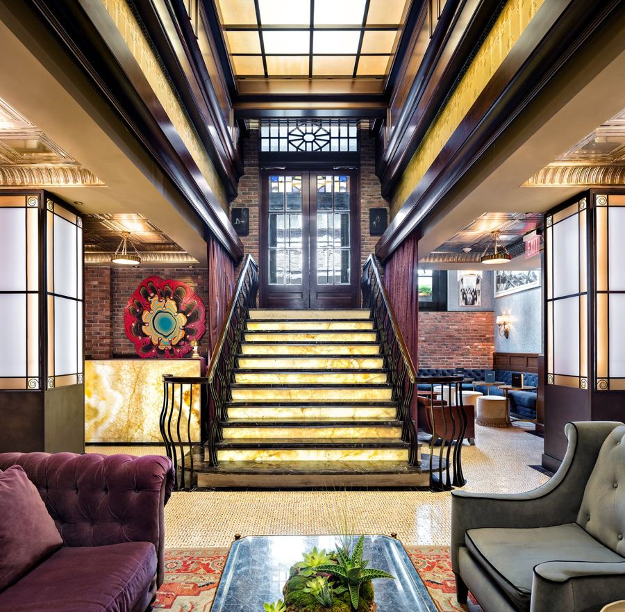 The Parlour stairs at Walker Hotel Greenwich Village