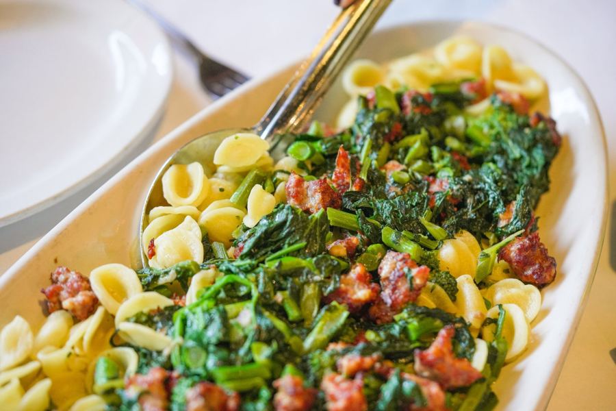 Orecchiette with broccoli rabe and sausage at F & J Pine