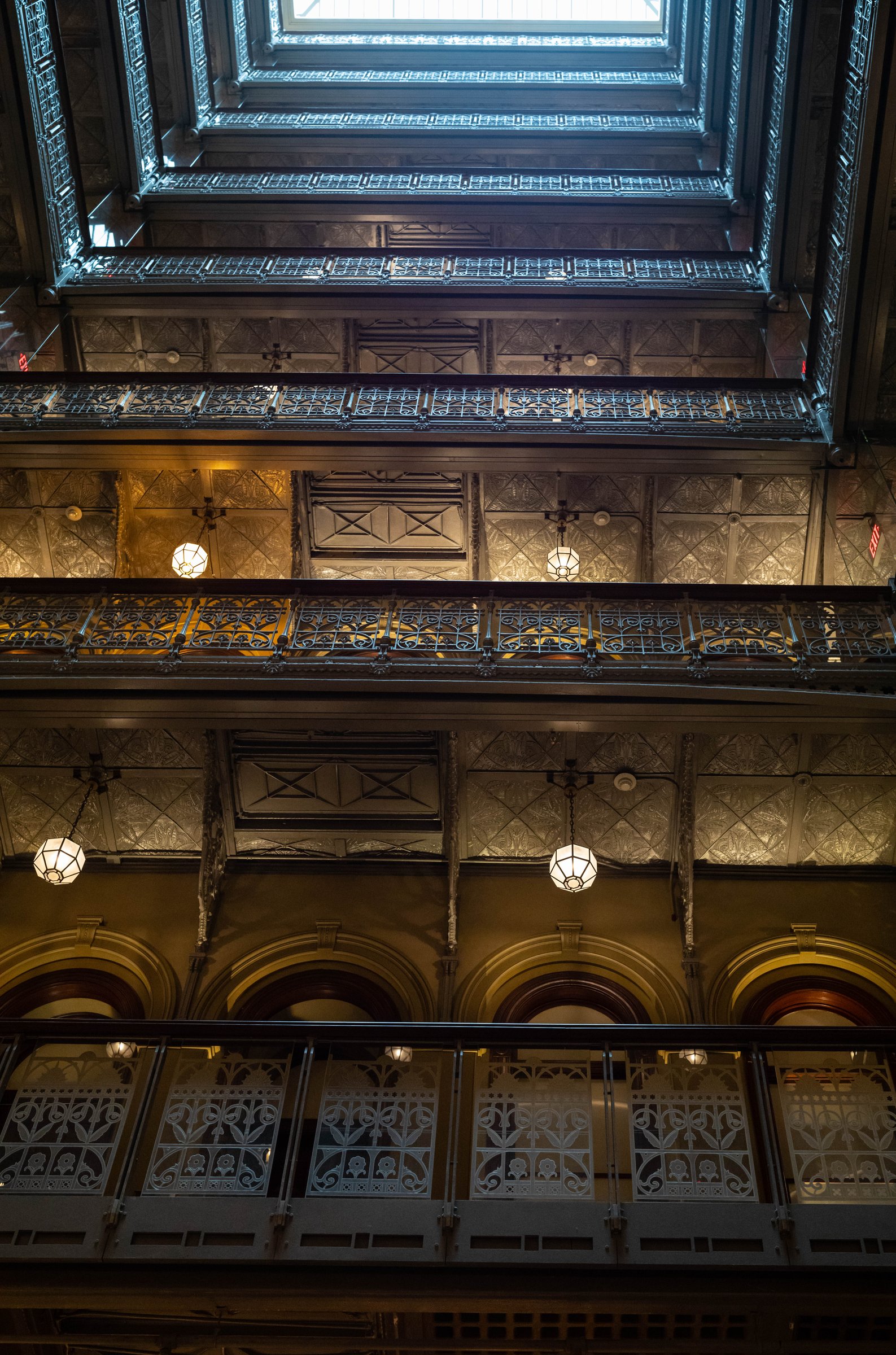 The Beekman's nine-story Victorian atrium, seen from below