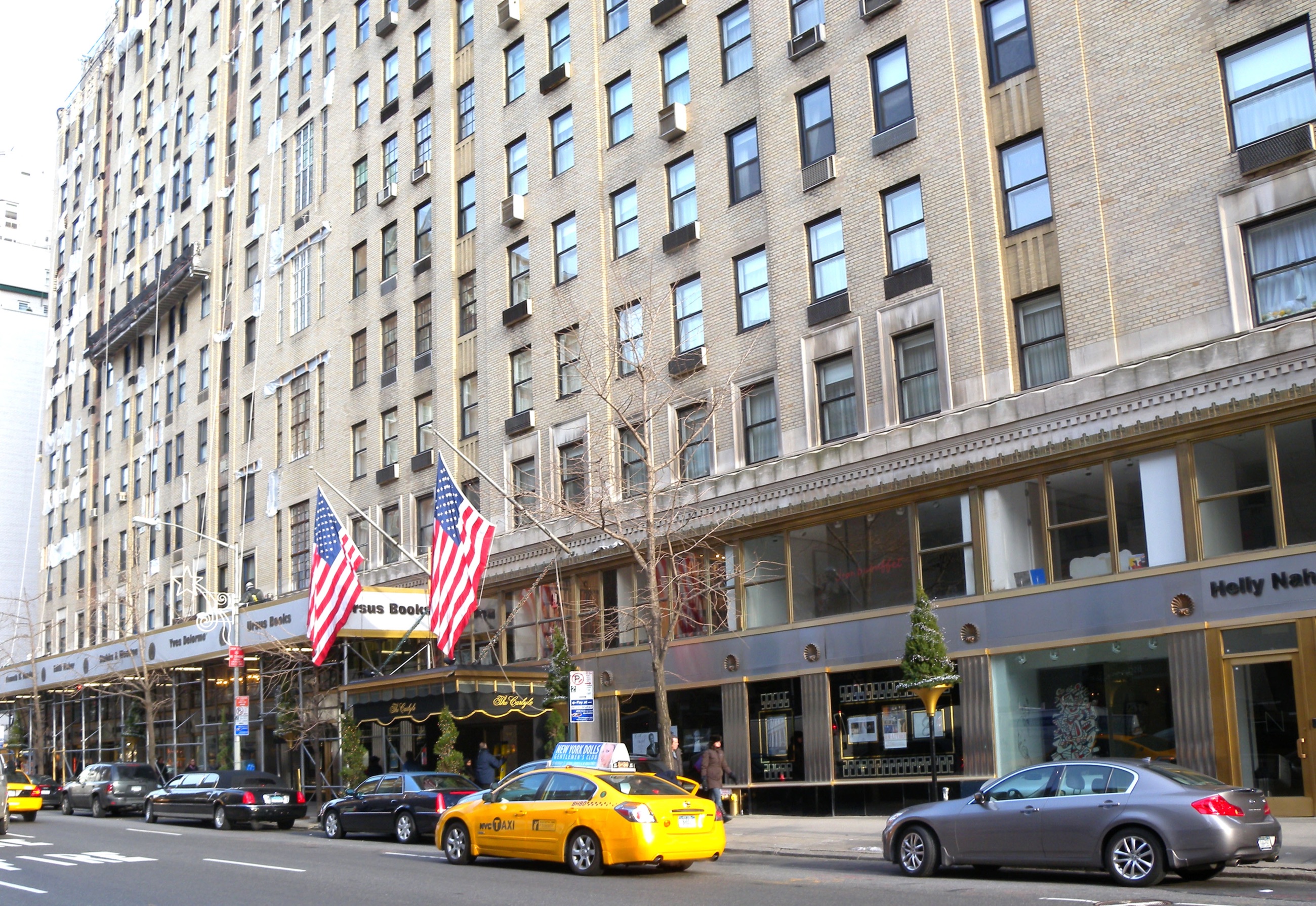 The art deco tower of The Carlyle rising above Madison Avenue