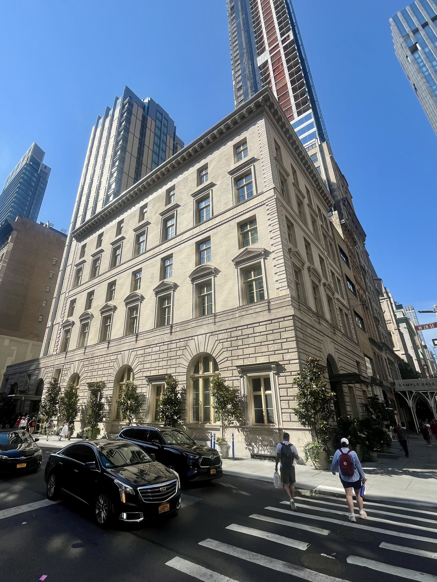 The Fifth Avenue Hotel's restored 1907 facade at 28th Street