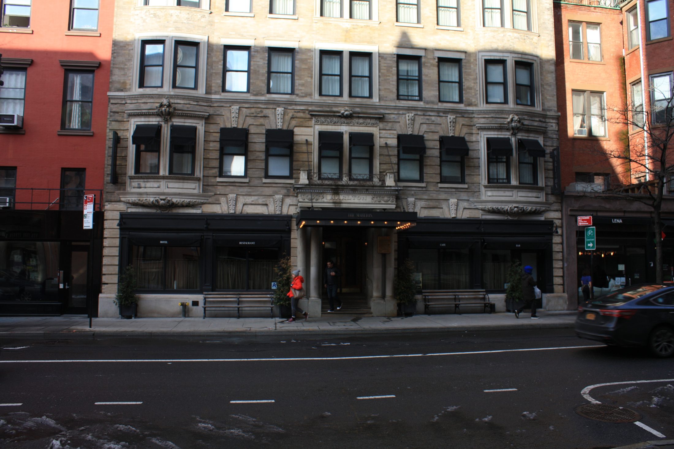 The Marlton Hotel's facade on West 8th Street in Greenwich Village