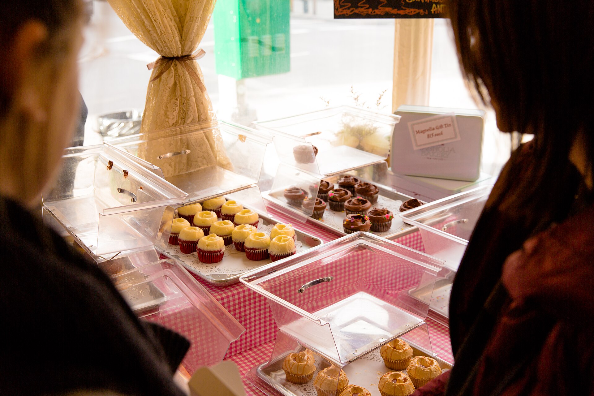 Cupcakes in the window at Magnolia Bakery on Bleecker Street