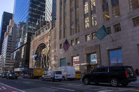 Tiffany & Co. The Landmark on Fifth Avenue at 57th Street, its flag over the corner