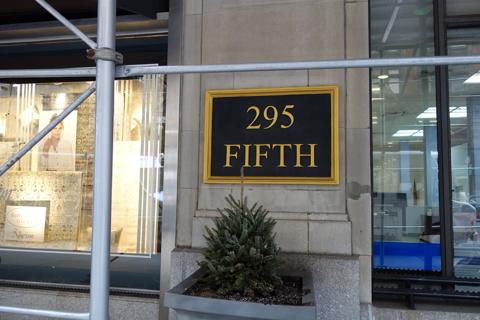 The 295 Fifth plaque on the Textile Building at Fifth Avenue and 30th Street
